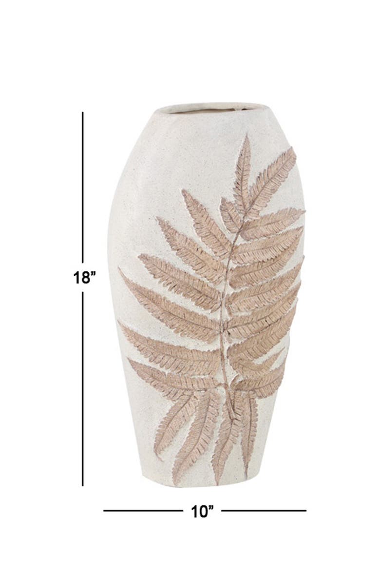 White Polystone Leaf Vase, Alternate, color, WHITE