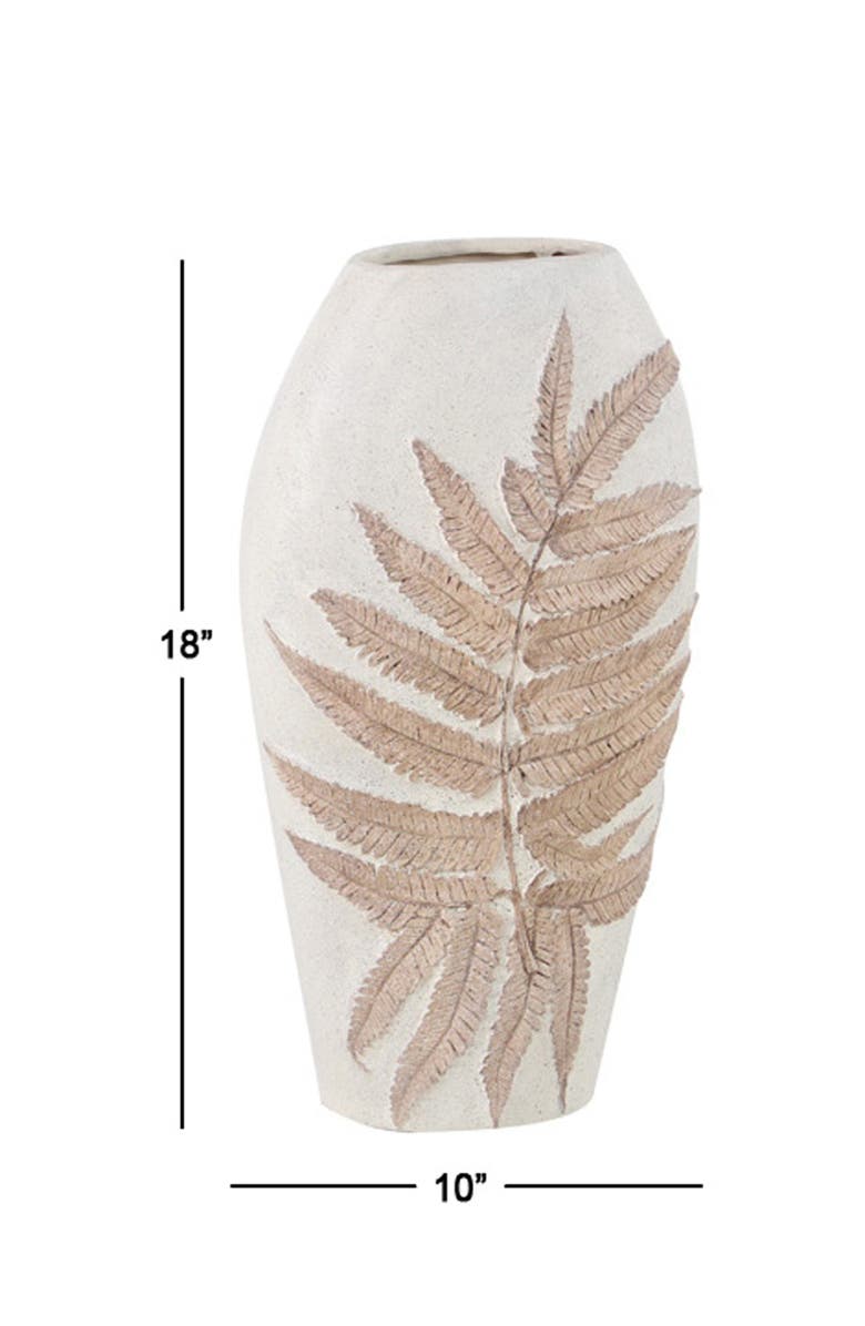 GINGER BIRCH STUDIO White Polystone Leaf Vase, Alternate, color, White