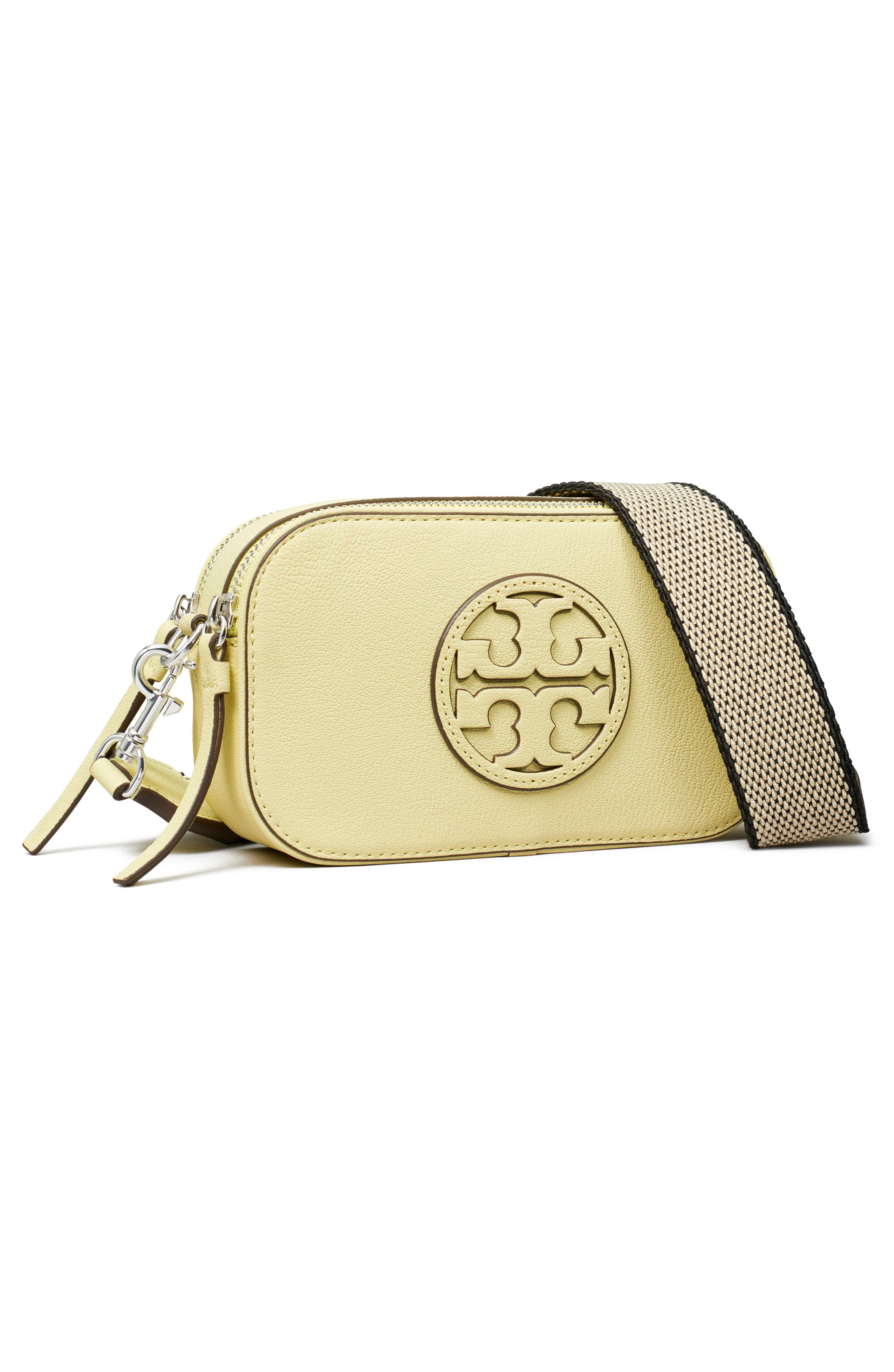 Tory Burch Miller Matte Mini Leather Crossbody Bag, Alternate, color, Lemon Zest