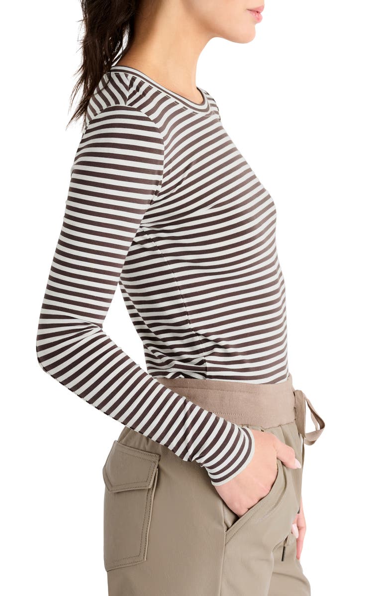 Splendid Stripe Long Sleeve Tee, Alternate, color, Oat H/ Chocolate
