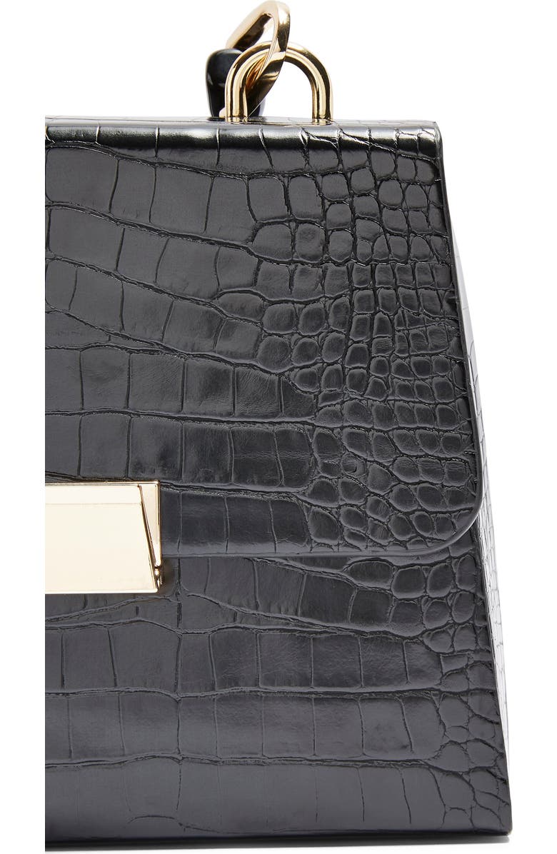 Topshop Crocodile Embossed Flap Handbag, Alternate, color,