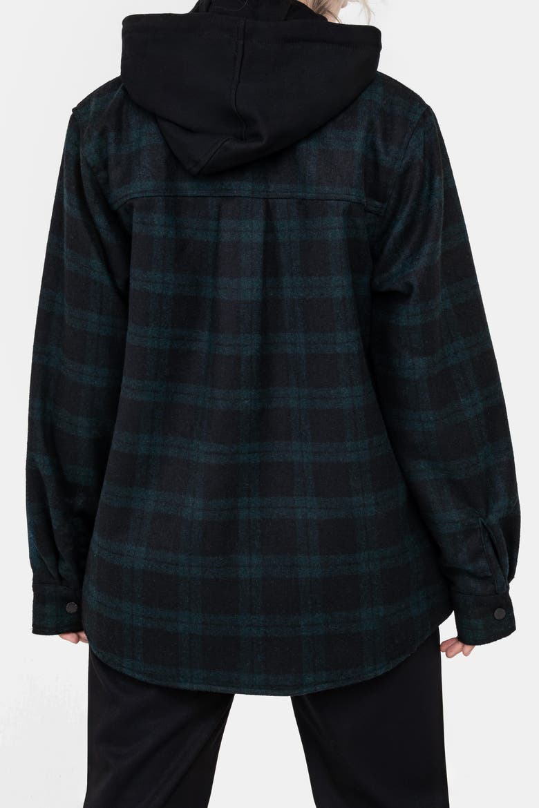 Trellis Hooded Check Shacket, Alternate, color, Black