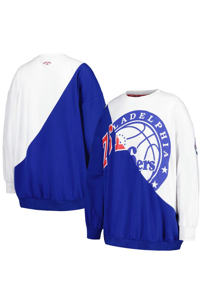 Women's Tommy Jeans Royal/White Philadelphia 76ers Ariel Pullover Sweatshirt, Main, color, Royal