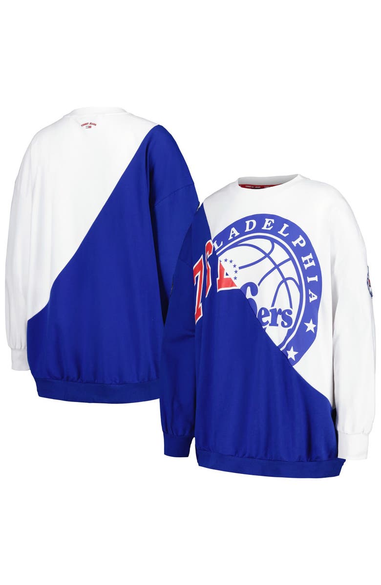 TOMMY JEANS Women's Tommy Jeans Royal/White Philadelphia 76ers Ariel Pullover Sweatshirt, Main, color, Royal