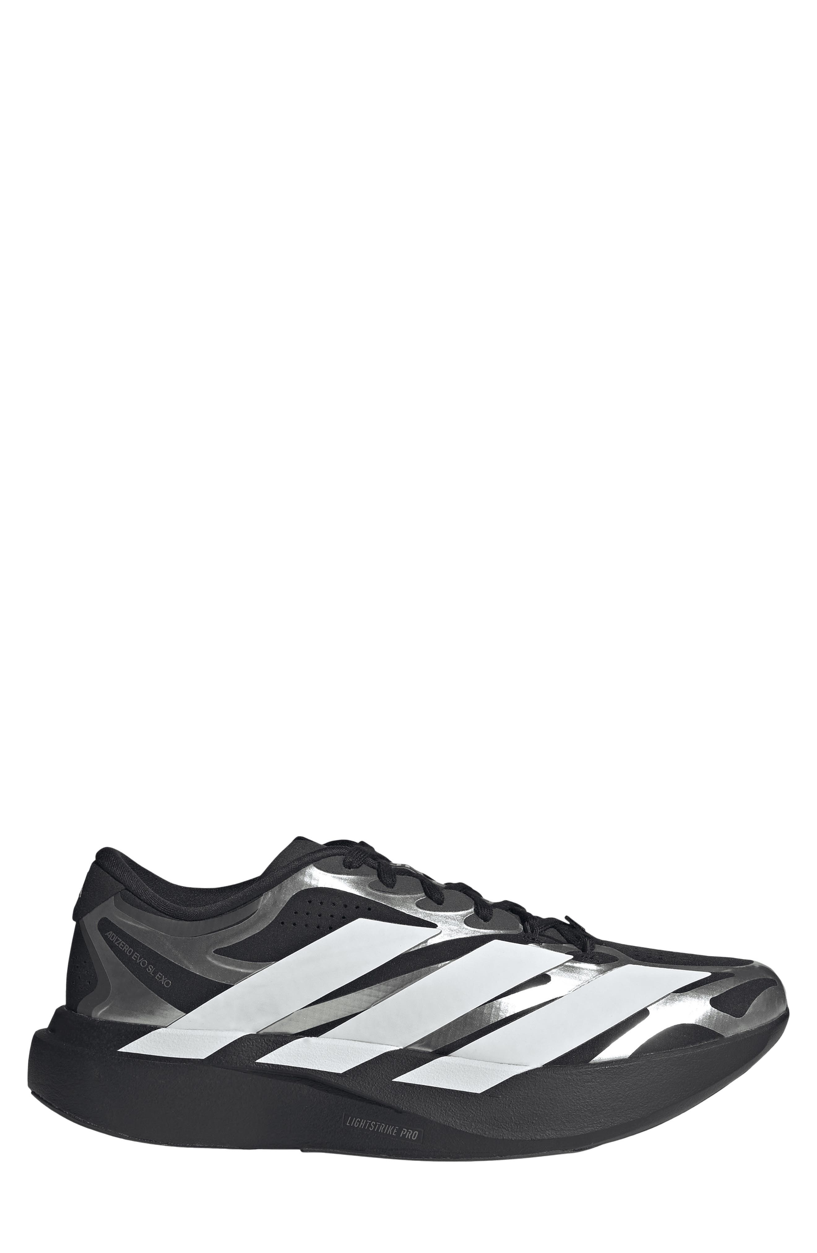 adidas Adizero Evo SL EXO Running Shoe, Alternate, color, Core Black/ White/ Iron Met