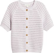 Treasure & Bond Open Stitch Short Sleeve Cotton Cardigan