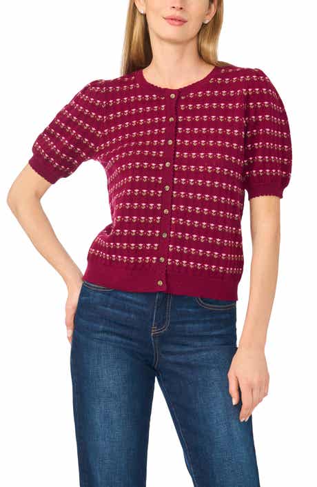Jacquard Short Sleeve Cardigan