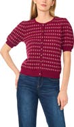 CeCe Jacquard Short Sleeve Cardigan