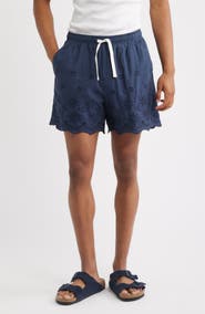 RIZORT Banks Embroidered Eyelet Cotton Shorts