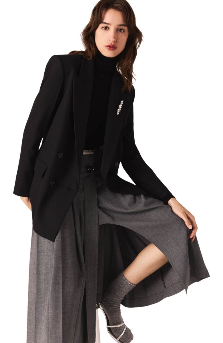 maje Double-breasted jacket, Alternate, color, Black