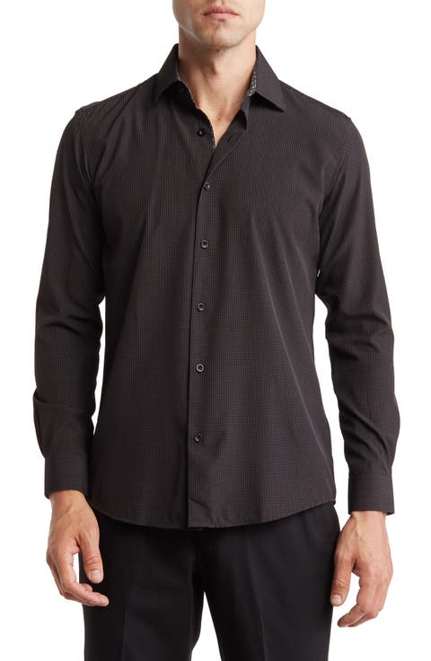 Regular Fit Performance Stretch Long Sleeve Button Front Shirt
