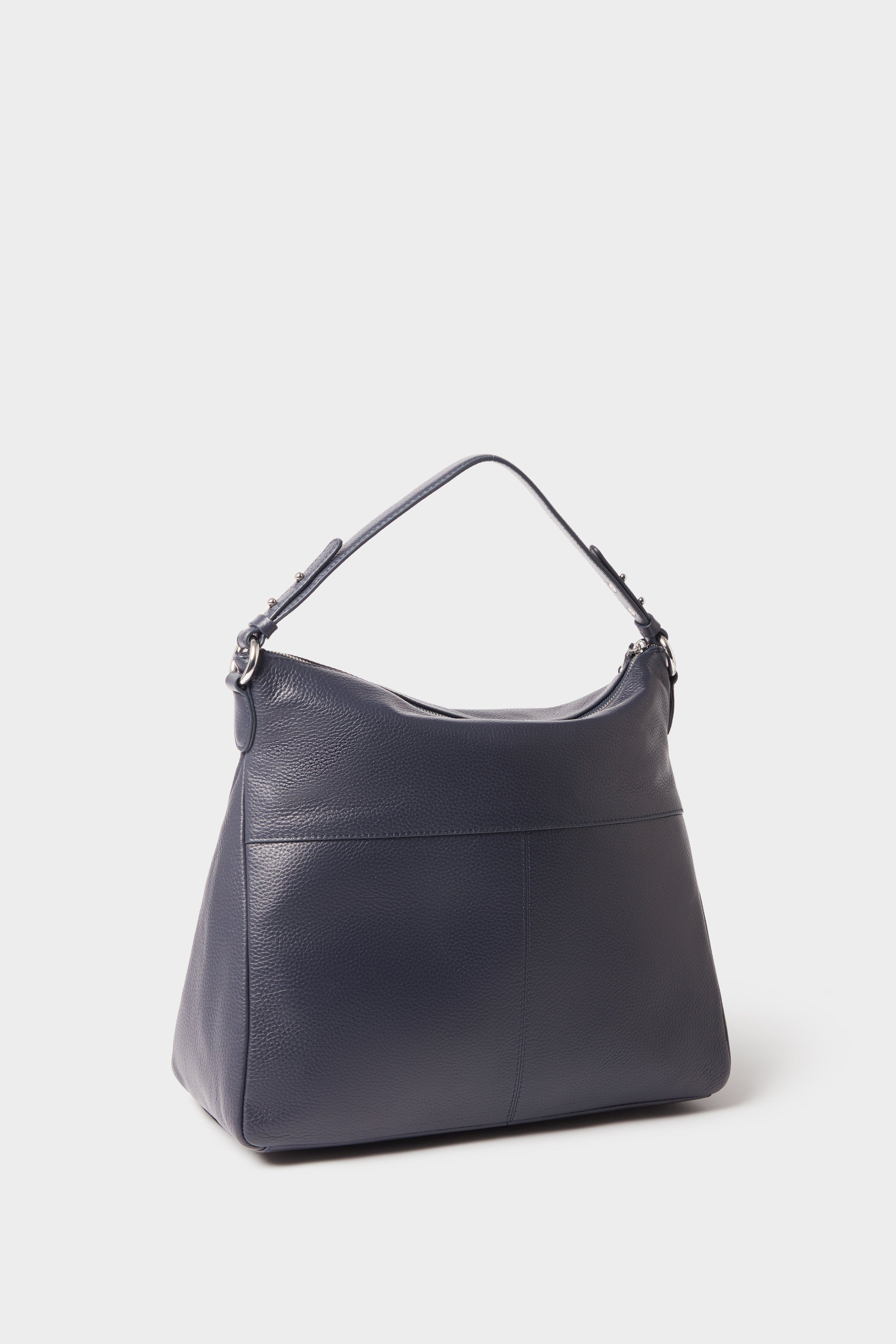 The Stella Leather Hobo Bag, Alternate, color, Navy