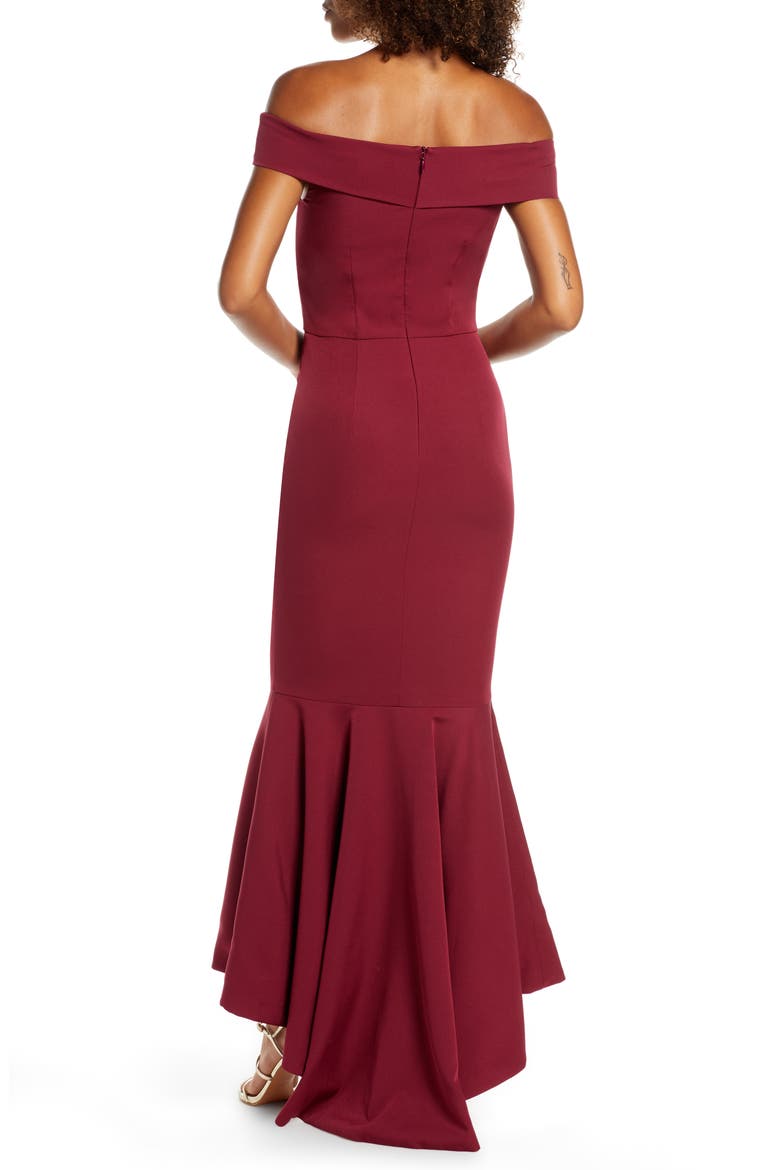 Roz Off the Shoulder Mermaid Gown, Alternate, color, BURGUNDY