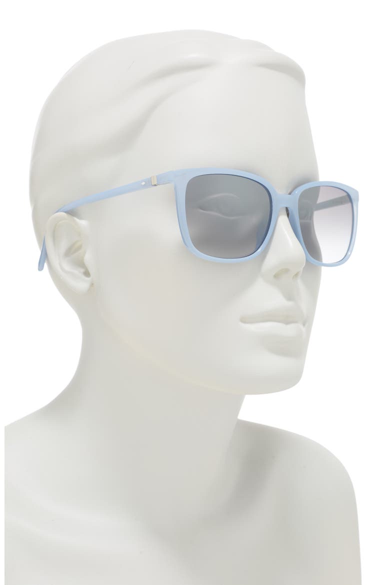 55mm Rectangle Sunglasses, Alternate, color, BLUE / SLVER MR SH AZU