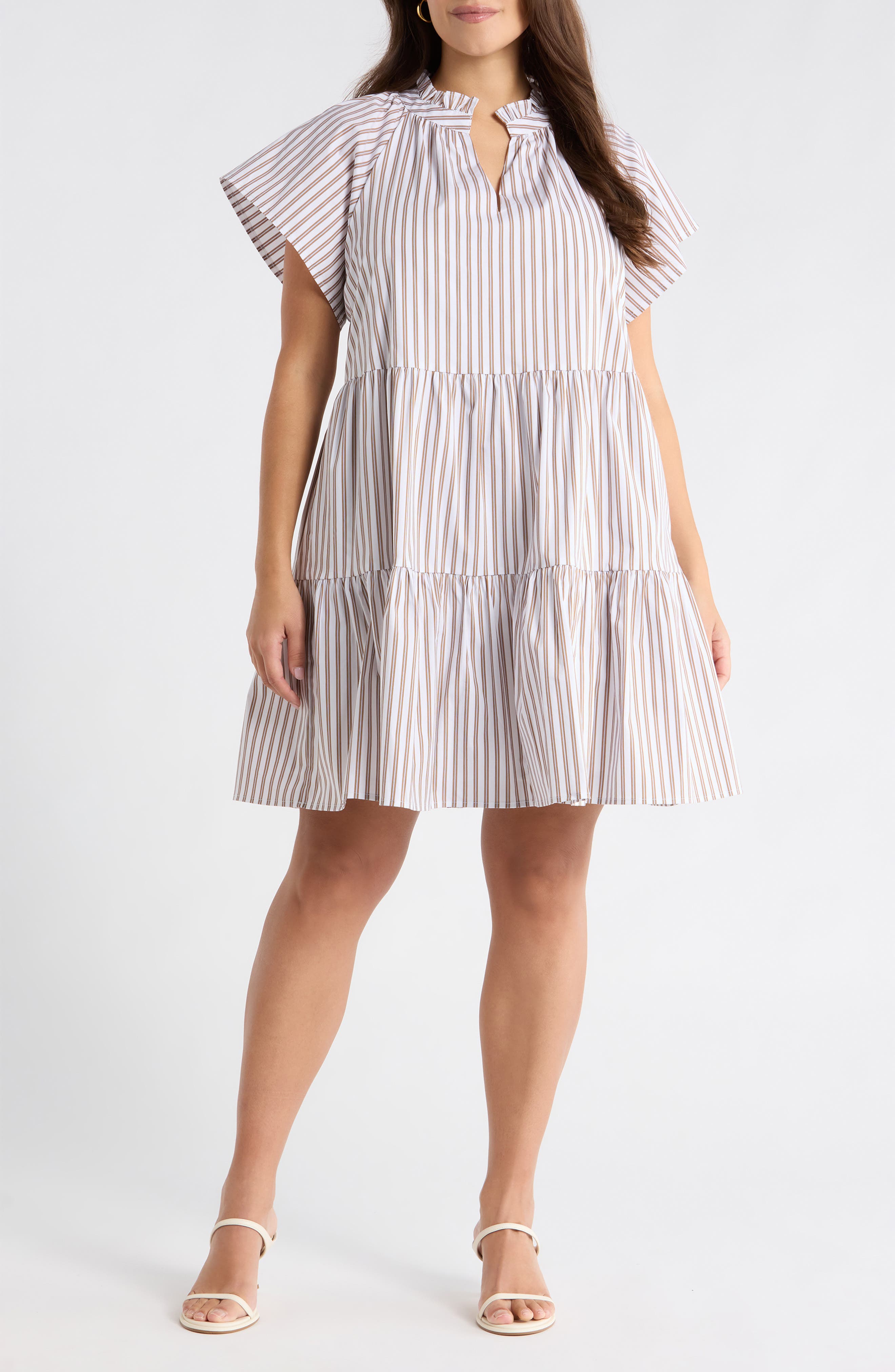 Parson Stripe Janelly Poplin Tiered Minidress