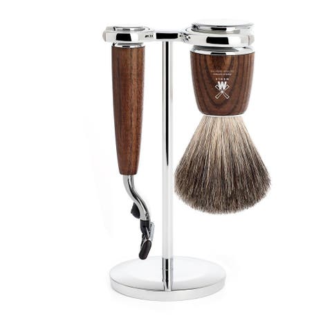Rytmo Steamed Ash 3-Piece Pure Badger & Mach-3 Shaving Set