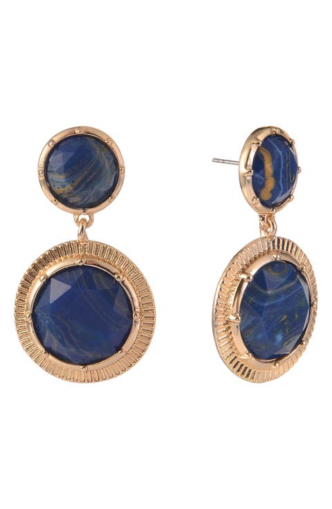 Round Semiprecious Stone Drop Earrings