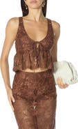 AFRM Letricia Lace Tie Neck Crop Top