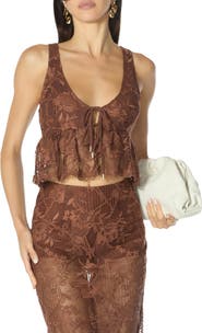 AFRM Letricia Lace Tie Neck Crop Top