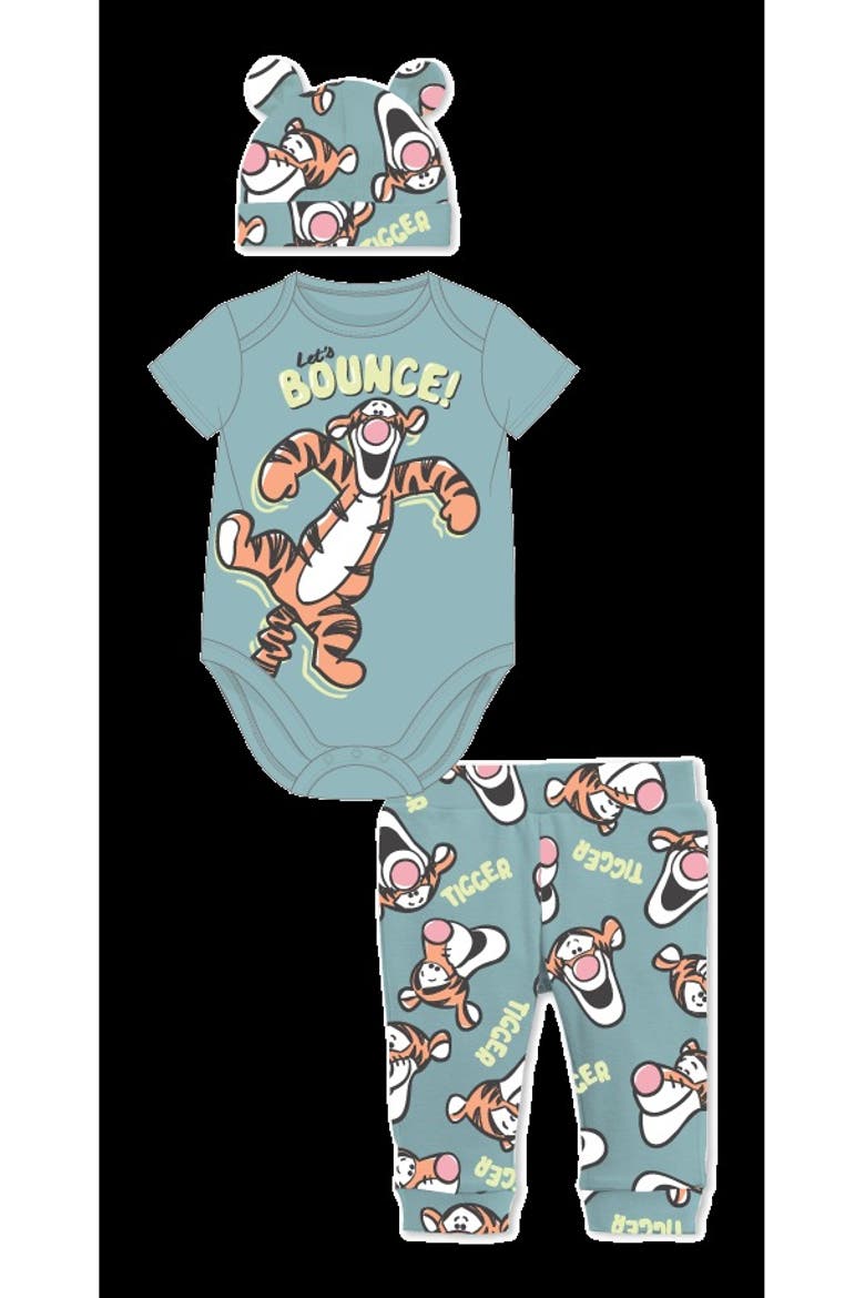 Winnie the Pooh Bodysuit Pants and Hat Set, Alternate, color, Tigger Sky Blue