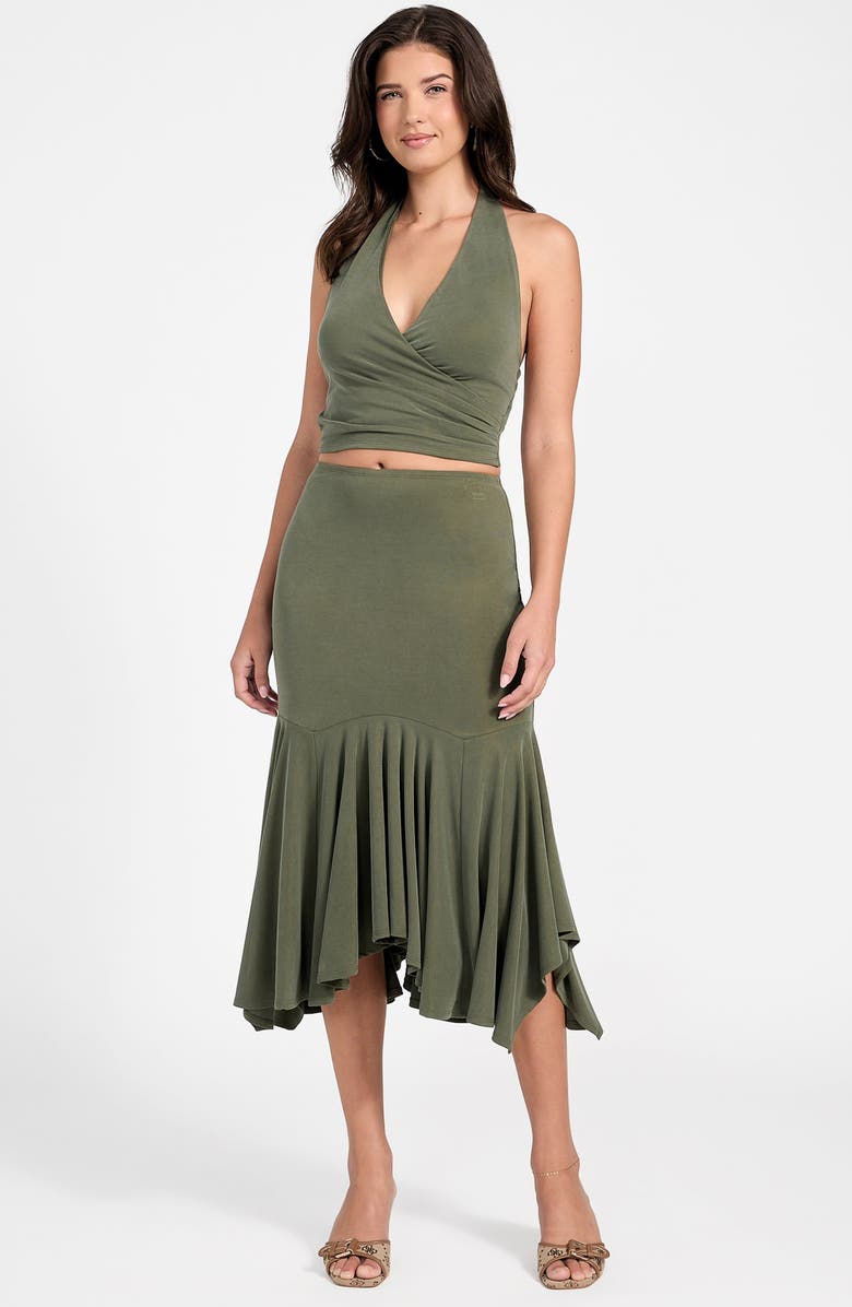 GUESS Kenzie Ruffle Midi Skirt, Alternate, color, 