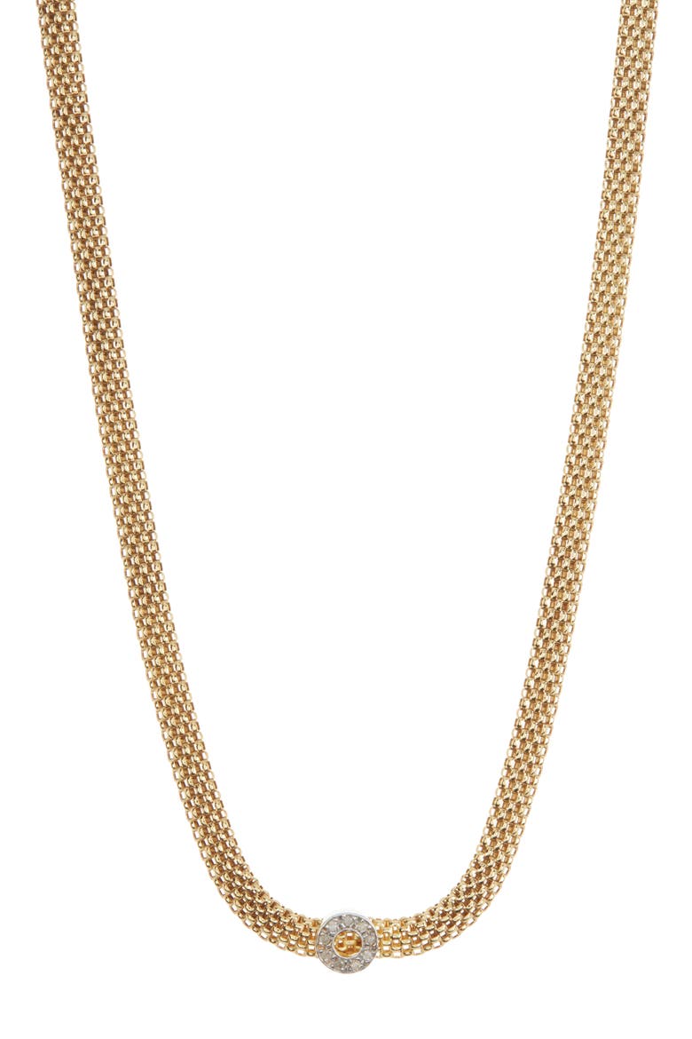 18K Gold Plated Diamond Necklace - 0.10 ctw, Main, color, YELLOW GOLD