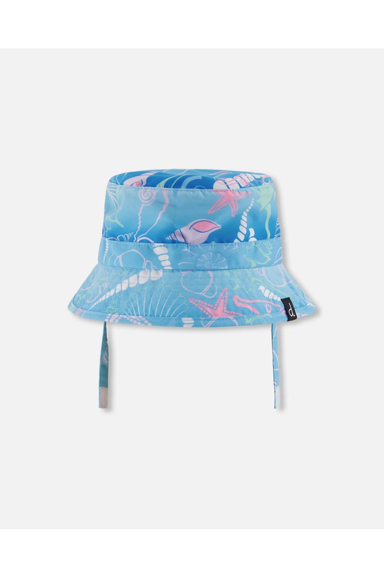 Wide Brim Beach Shell Print Beach Hat, Main, color, Blue Seashell Print