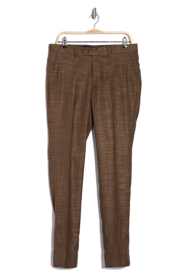 Plaid Slim Fit Dress Pants, Alternate, color, BROWN