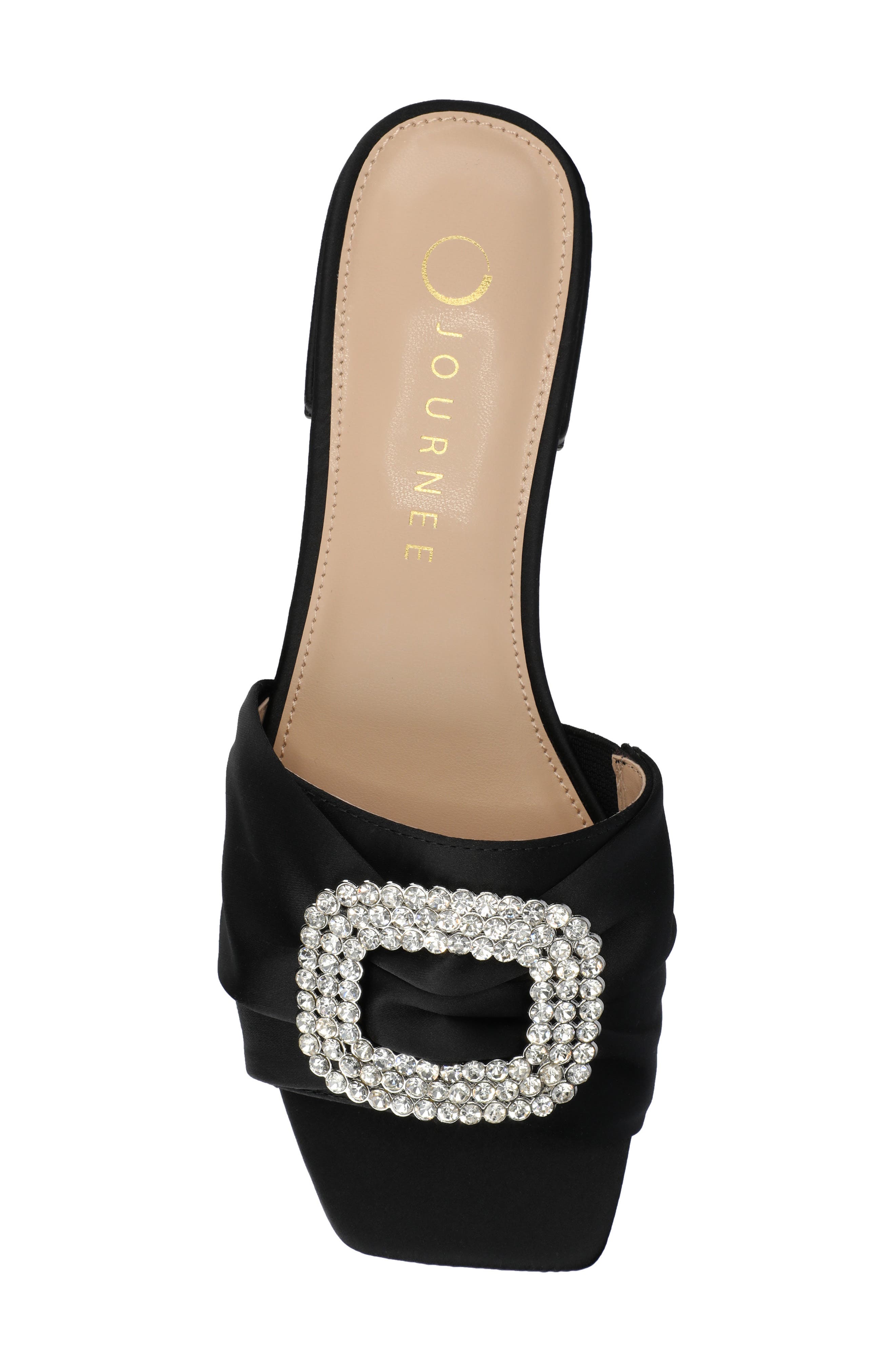 Journee Collection Flavia Rhinestone Buckle Slide Sandal, Alternate, color, 
