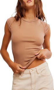 Free People Ever Had Cap Sleeve Cotton T-Shirt