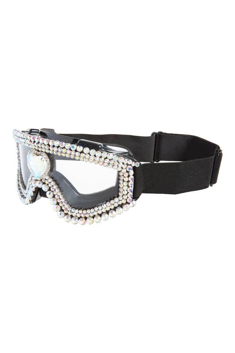 Crystal Heart Embellished Goggles, Alternate, color, BLACK