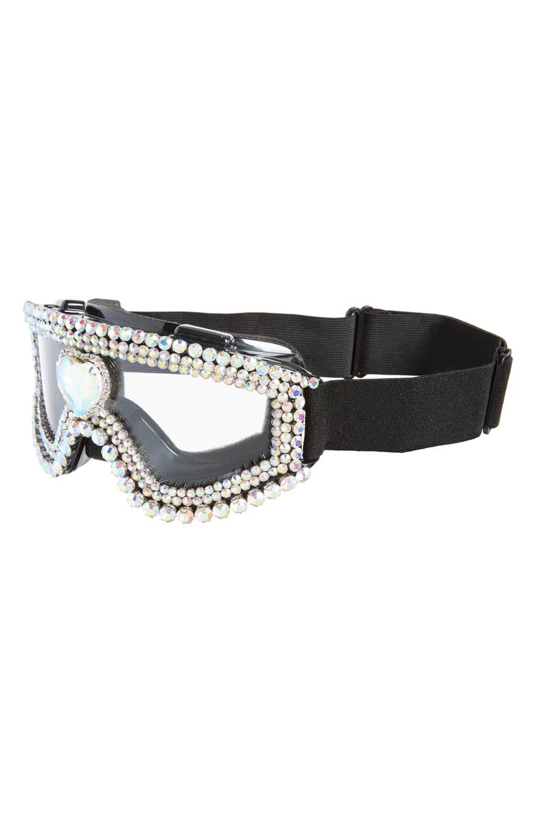 Rad + Refined Crystal Heart Embellished Goggles, Alternate, color, Black
