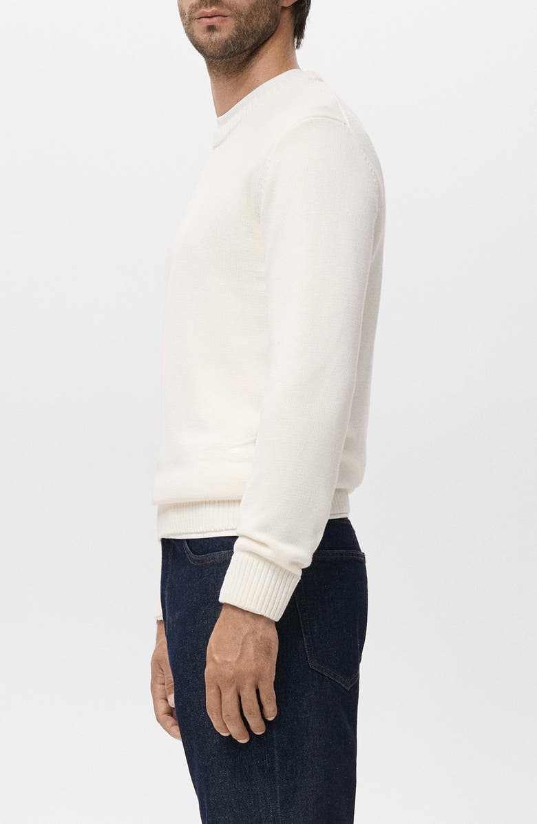 MANGO Fine Rib Knit Crewneck Sweater, Alternate, color, Off White