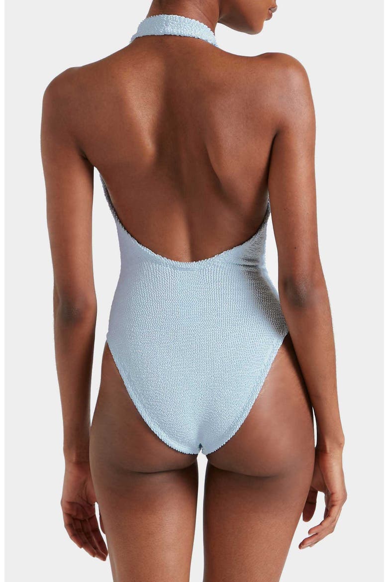 Adriana Beaded One-Piece Swimsuit, Alternate, color, METALLIC ICE BLUE