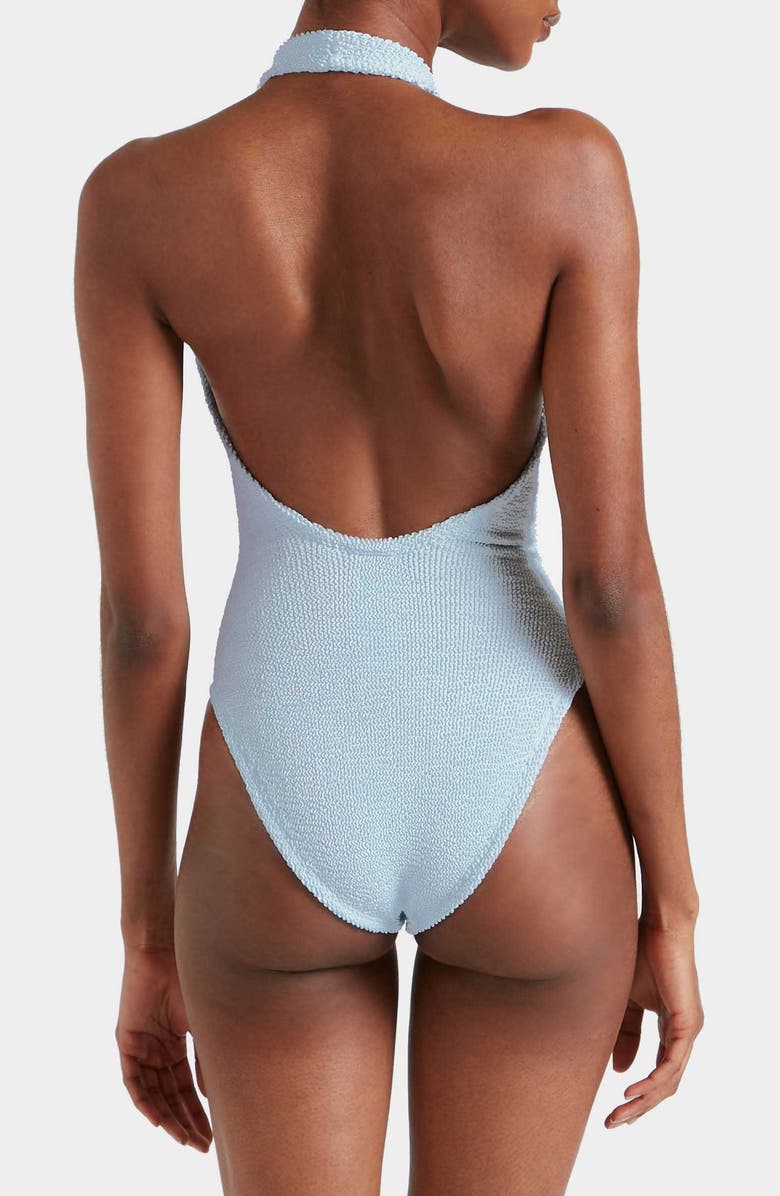 Hunza G Adriana Beaded One-Piece Swimsuit, Alternate, color, Metallic Ice Blue