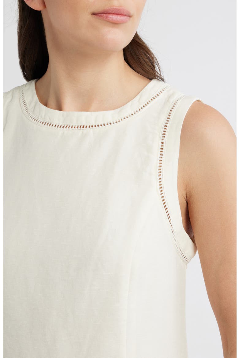 Cora Ladder Stitch Detail Linen Blend Minidress, Alternate, color, ANTIQUE WHITE