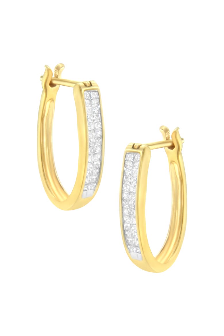 10K Yellow Gold 1/2 Ct Invisible Princess Hoop Earrings, Main, color, Yellow