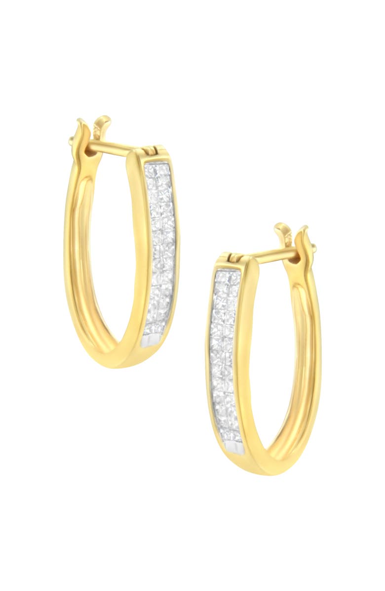 Haus of Brilliance 10K Yellow Gold 1/2 Ct Invisible Princess Hoop Earrings, Main, color, Yellow