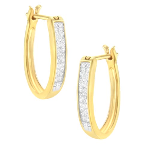 10K Yellow Gold 1/2 Ct Invisible Princess Hoop Earrings