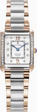 Jacques du Manoir Jacques Du Manoir Emily II - 22mm, White Dial, Two-Tone Rose & Silver Stainless Steel with Crystal Accents, Rectangular Ladies Watch