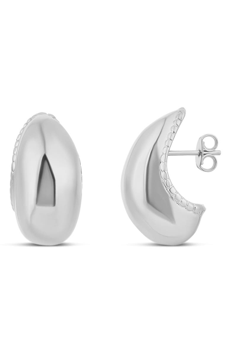 SHYMI Textured Bean Hoop Earrings, Main, color, Silver
