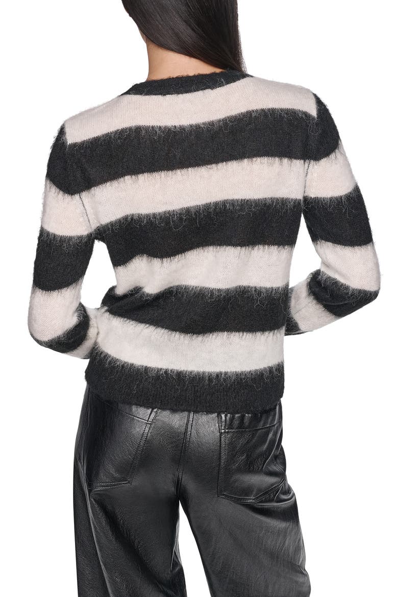 Bar Stripe Crewneck Sweater, Alternate, color, BLACK/ IVORY
