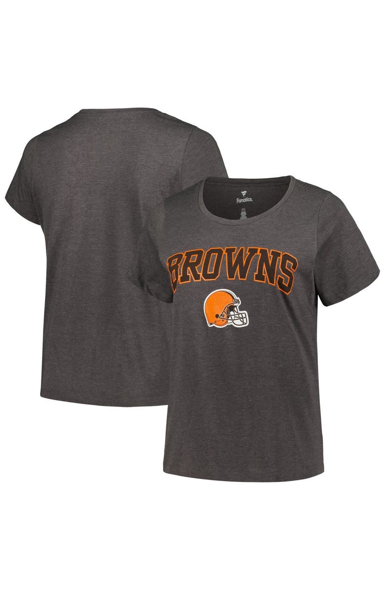 FANATICS Women's Fanatics Branded Heather Charcoal Cleveland Browns Plus Size Arch Over Logo T-Shirt, Main, color, 