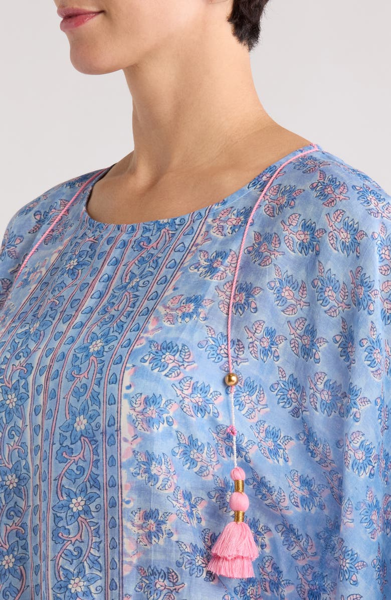 ALICIA BELL Cotton & Silk Voile Caftan, Alternate, color, Light/ Pastel Blue