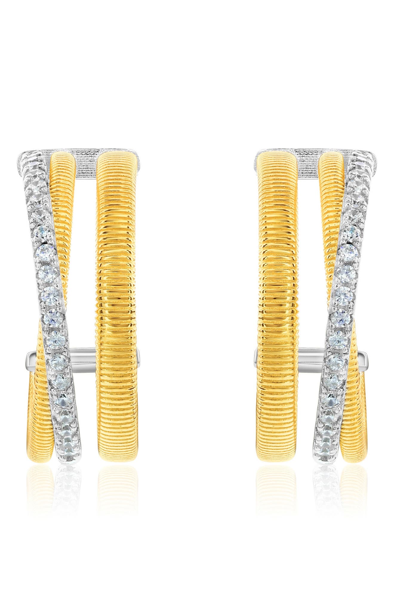 SUZY LEVIAN Golden Helix Triple Row Coil Huggie Hoop Earrings (Women ...