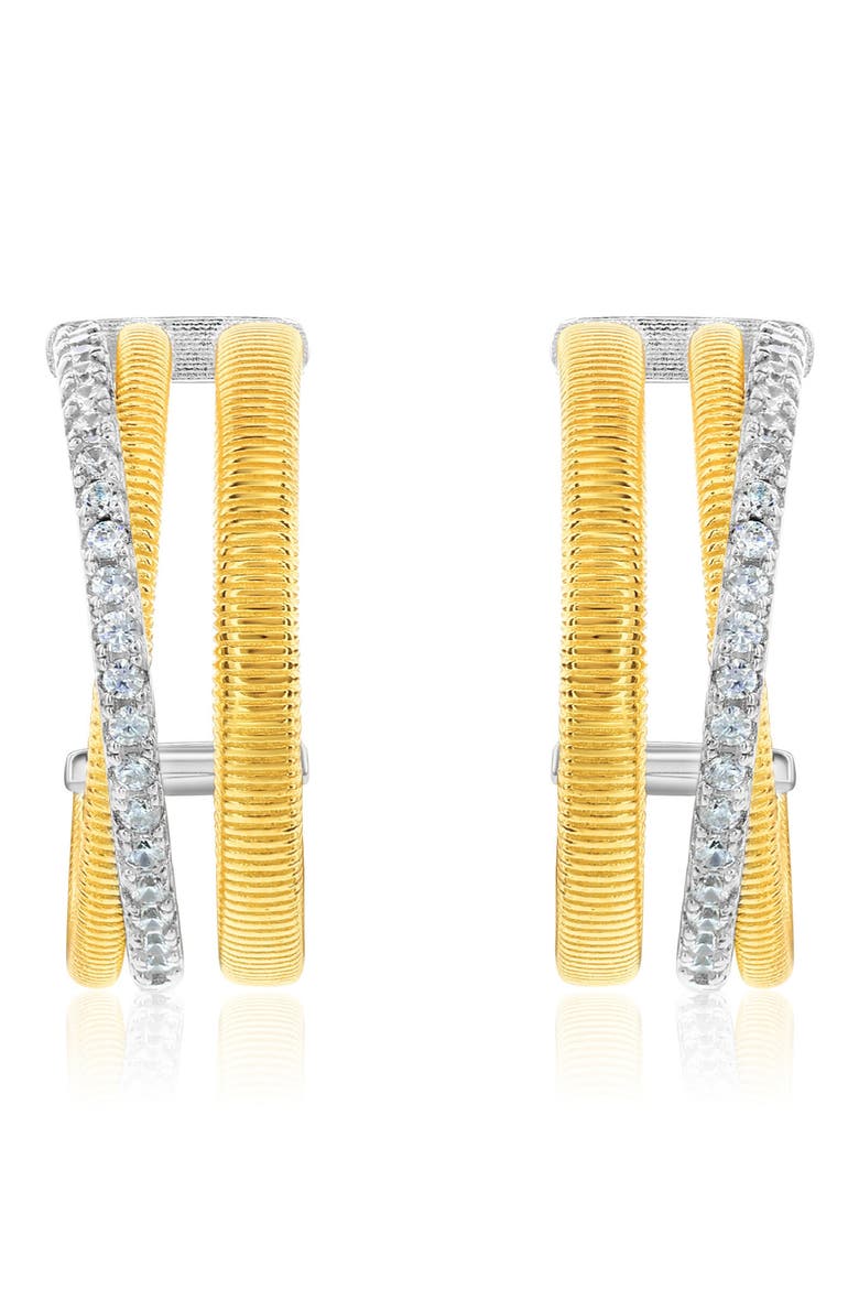 Golden Helix Triple Row Coil Huggie Hoop Earrings, Alternate, color, YELLOW