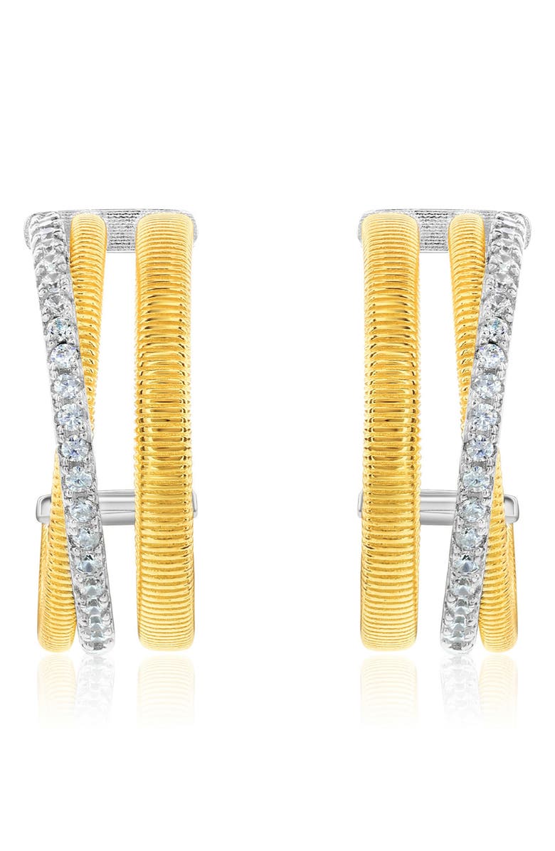 SUZY LEVIAN Golden Helix Triple Row Coil Huggie Hoop Earrings, Alternate, color, Yellow