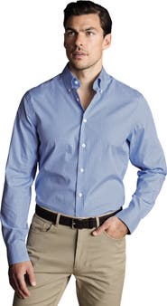 Charles Tyrwhitt Check Non-Iron Button-Down Oxford Slim Fit Shirt Single Cuff