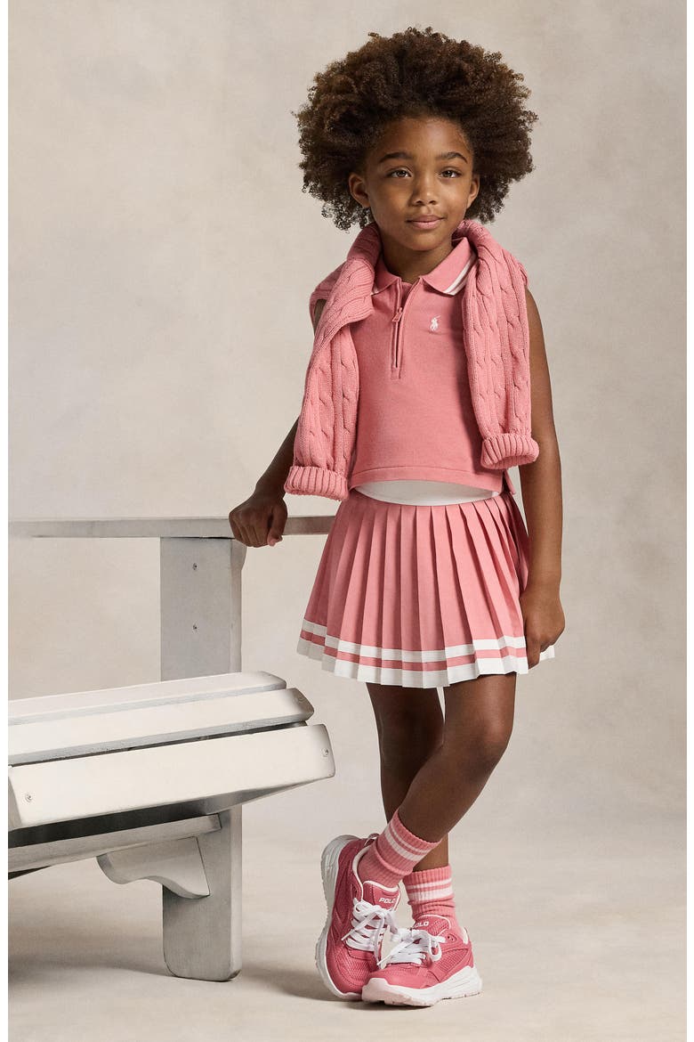 Kids' Stretch Mesh Half Zip Sleeveless Polo, Alternate, color, DESERT ROSE