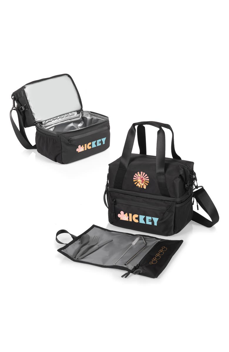 Picnic Time x Disney<sup>®</sup> Tarana Cooler Lunch Tote Bag & Utensils, Alternate, color, Mickey/ Black